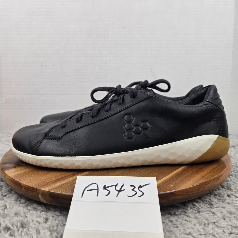 Vivobarefoot Mens 45 Geo Court II Black Leather Minimalist Gym Training Shoe